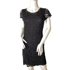 Black‎ Lace Dress, Lined, Cap sleeves, Short Knee length, Cocktail, Ladies sz 4